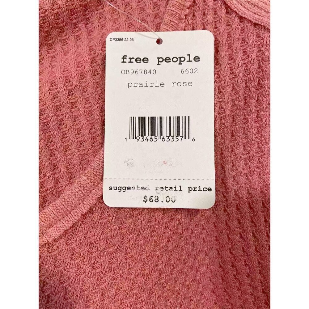 Free People Santa Clara Top Sz M Pink Knit Long Sleeve Oversized Sweatshirt - Picture 10 of 12